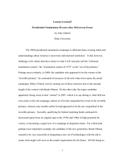 1 Lessons Learned? Presidential Nominations 40