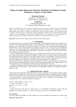 Fitting of Logistic Regression Model for Prediction of