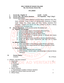 Eng 14 &ndash; Afro-Asian Literature