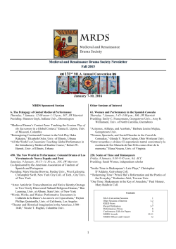 MRDS Newsletter 2015 Fall - Medieval and Renaissance Drama