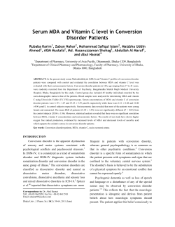 Serum MDA and Vitamin C level in Conversion Disorder Patients
