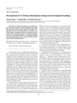 Development of UV Defense Mechanisms during Growth of Spinach
