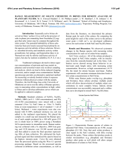 RAMAN MEASUREMENT OF SOLUTE CHEMISTRY IN BRINES