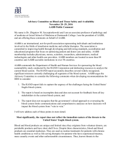 AABB Statement to ACBTSA on the RAND Report Related to the