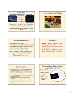 MasteringAstronomy Homework For Next Week