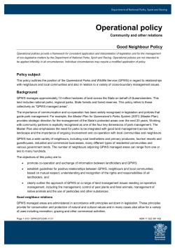 Good neighbour policy - Department of National Parks, Sport and