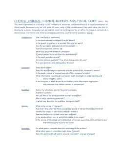 CHORAL JOURNAL: CHORAL REVIEwS ANALYTICAL GUIDE (1