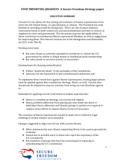STOP IMPORTING JIHADISTS- A Secure Freedom Strategy paper