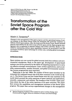 .,! Transformation of the ! Soviet Space Program after the Cold War