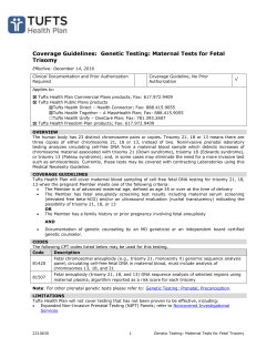 Genetic Testing: Maternal Tests for Fetal Trisomy
