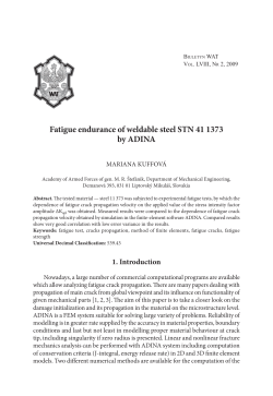 Fatigue endurance of weldable steel STN 41 1373 by ADINA