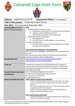 Applied Science@YIA Assessment Point 1 2016