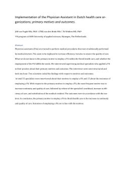 Implementation of the Physician Assistant in Dutch health care or