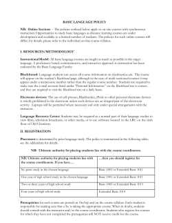 BASIC LANGUAGE POLICY NB: Online Sections -