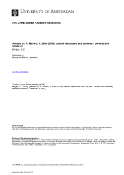 Review of: A. Norich, Y. Eliav (2008) Jewish literatures - UvA-DARE