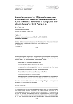 Interactive comment on &ldquo;Millennial erosion rates across the Pamir