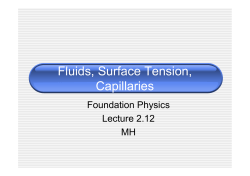 Fl id S f T i Fluids, Surface Tension, Capillaries