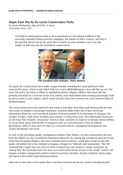 Major Faux Pas by Oz racist Conservative Party
