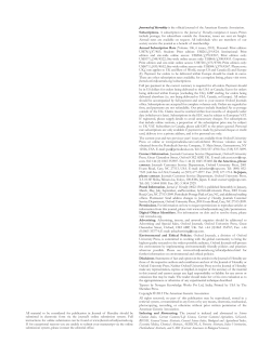 Journal of Heredity is the official journal of the