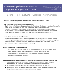 Incorporating Information Literacy Competencies in your FYEX