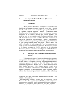 The Bureau of Consumer Financial Protection