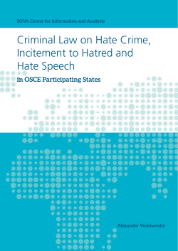 Criminal Law on Hate Crime, Incitement to Hatred and Hate Speech