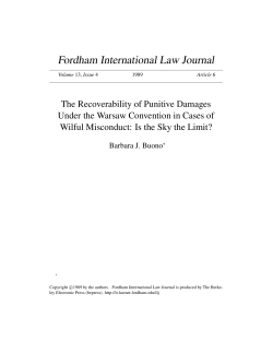 The Recoverability of Punitive Damages Under