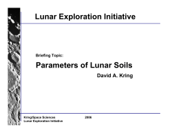 Lunar Exploration Initiative Parameters of Lunar Soils