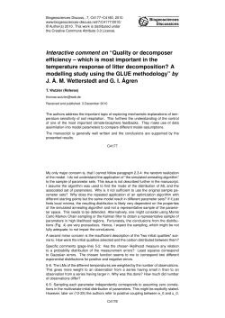 Interactive comment on &ldquo;Quality or decomposer efficiency &ndash; which is