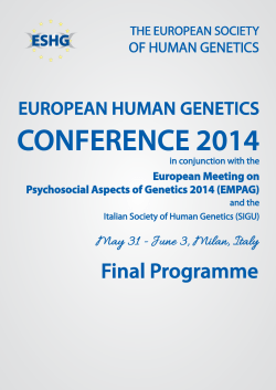 CONFERENCE 2014 - European Society of Human Genetics