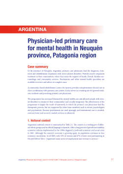 Physician-led primary care for mental health in Neuqu&eacute;n province