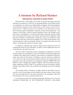 A Sermon by Richard Hooker - Cranmer Theological House