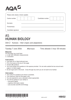 A-level Human Biology Question paper Unit 02 - Humans