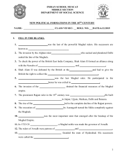 Class VII-Social-New Political 18th Century-Worksheet 2015-16