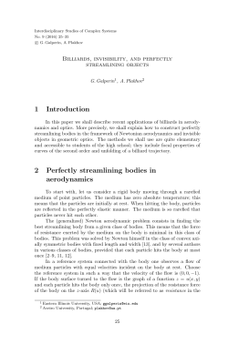 1 Introduction 2 Perfectly streamlining bodies in aerodynamics
