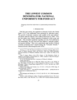 the lowest common denominator: national uniformity for food act