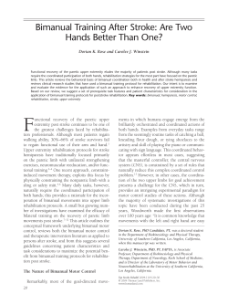 Bimanual Training After Stroke: Are Two Hands Better