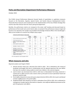 Parks and Recreation Department Performance Measures What