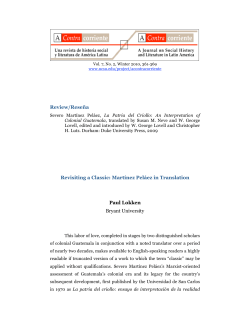 Review/Rese&ntilde;a Revisiting a Classic: Mart&iacute;nez Pel&aacute;ez in Translation