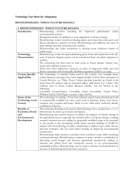Technology Fact Sheet for Adaptation BIOTECHNOLOGY
