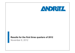 ANDRITZ AG - Results for the first three quarters of 2012