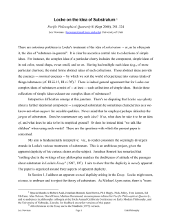 Locke on the Idea of Substratum 1