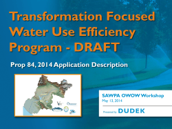 2014 OWOW Emergency Drought Grant Solicitation Water