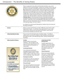 Introduction &ndash; The Benefits of Joining Rotary