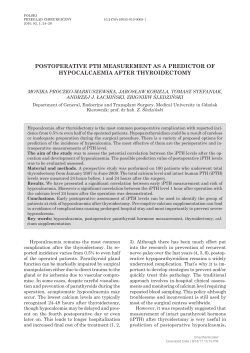 POsTOPERATIvE PTh mEAsuREmEnT As A