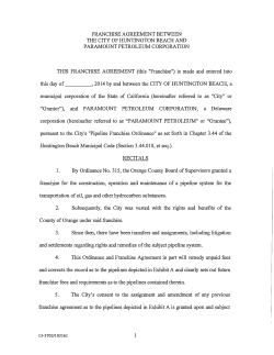 FRANCHISE AGREEMENT BETWEEN THE CITY OF HUNTINGTON