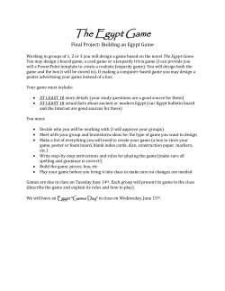 The Egypt Game - Laura Tykowski`s Education Portfolio