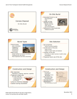 Carcass Disposal On-Site Burial Burial Types Site Selection
