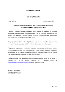 Short-term insurance act, 1998: proposed