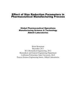 Effect of Size Reduction Parameters in Pharmaceutical